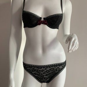 ERES Underwired Bra Set Laser-cut Lace 34B Grey